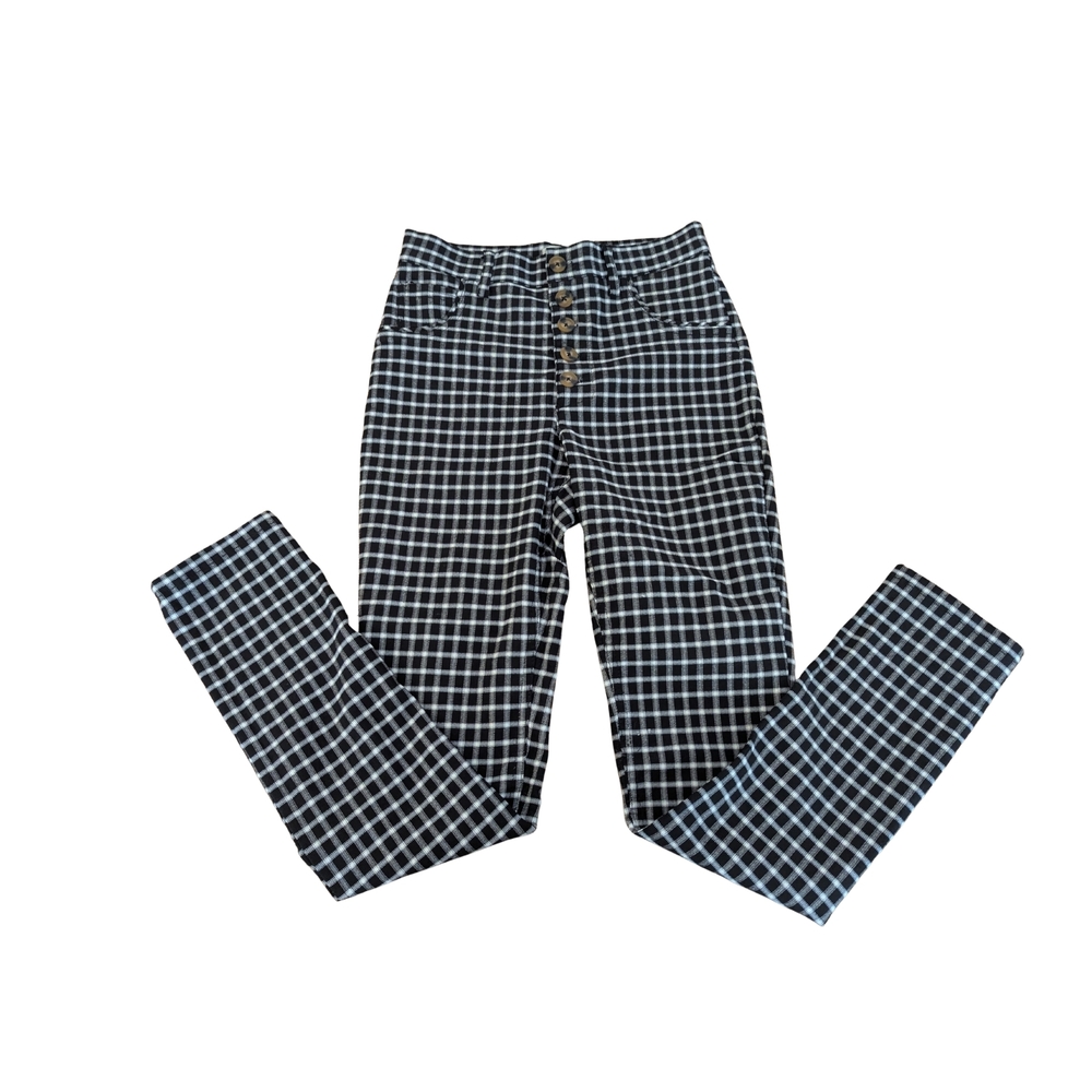 EUC Urban Outfitters UO Womens Size 0 XS Plaid Black White Button Front Pants